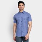 Men's 100% Cotton Casual Shirt, Mid Blue, small image number null